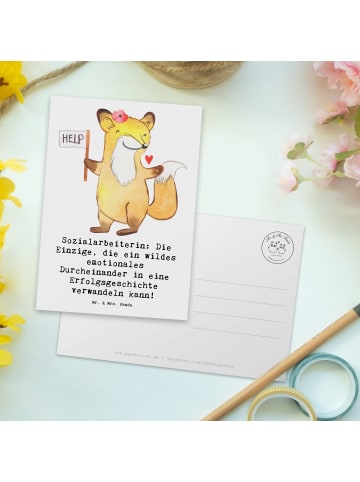 Mr. & Mrs. Panda Postkarte Sozialarbeiterin Erfolg mit Spruch in Weiß