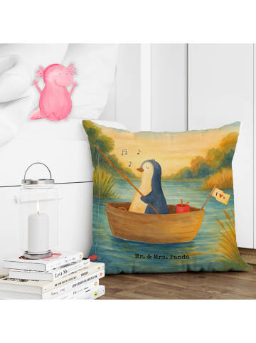 Mr. & Mrs. Panda Kopfkissen Pinguin Angelboot Design ohne Spruch in Weiß