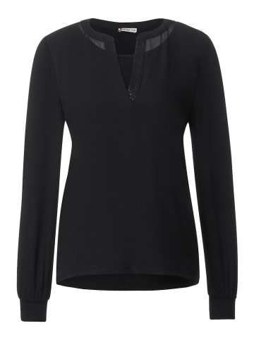 Street One Chiffon Langarmshirt in Schwarz