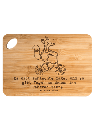 Mr. & Mrs. Panda Schneidebrett Fuchs Fahrrad fahren mit Spruch in Braun