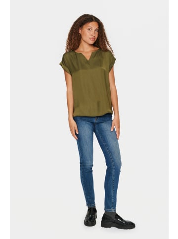 SAINT TROPEZ Ärmellose Bluse P1326, Classic fit in Army Green