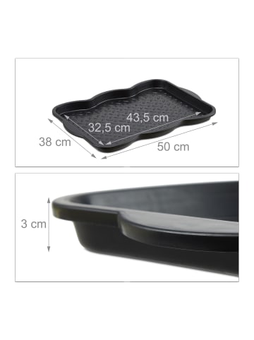 relaxdays 3x Schuhabtropfschale in Schwarz - (B)50 x (H)3 x (T)38 cm