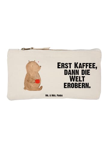 Mr. & Mrs. Panda Schminktasche Bär Kaffee mit Spruch in Weiß