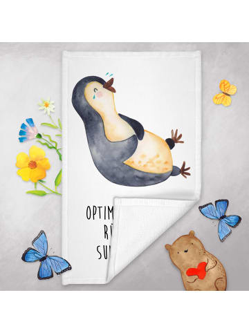 Mr. & Mrs. Panda Handtuch Pinguin Lachen mit Spruch in Weiß