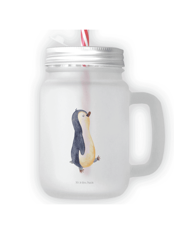 Mr. & Mrs. Panda Trinkglas Mason Jar Pinguin mHerzieren ohne Sp... in Transparent