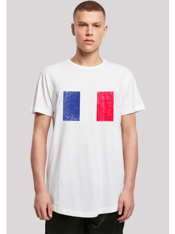 F4NT4STIC Long Cut T-Shirt France Frankreich Flagge distressed in weiß