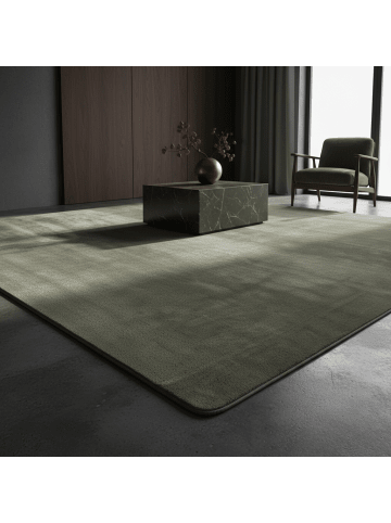 KADIMA DESIGN Teppich Kurzflor Waschbar Einfarbig ISAR Strapazierfähig OEKO-TEX in Grün