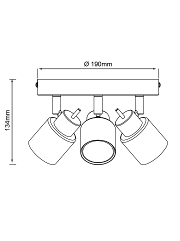 Brilliant Spotrondell, 3-flammig Andres ⌀ 19 cm in schwarz matt