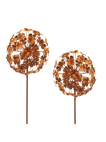 kobolo 2tlg. Set Gartendekoration FLOWERBALL2er in Braun