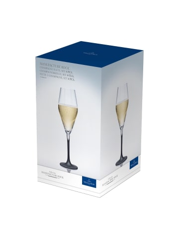 Villeroy & Boch 4er Set Champagnergläser Manufacture Rock in 260 ml in schwarz-transparent