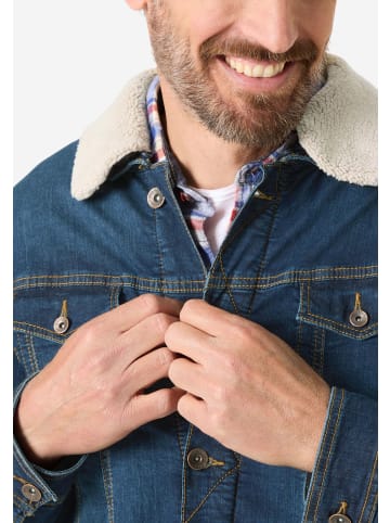 Timezone Jeansjacke mit Teddykragen und Brusttaschen in Dunkelblau