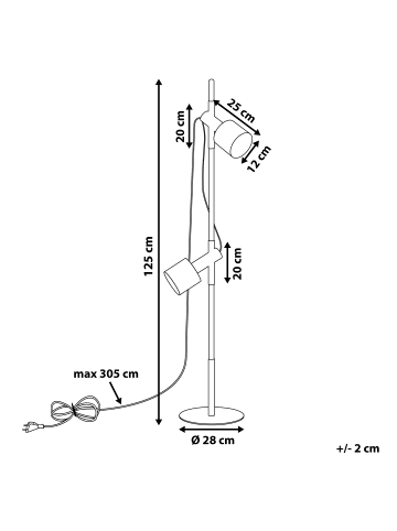 Beliani Stehleuchten OWENS in Schwarz/Kupfer - (W) 12 x (H) 125 x (L) 12 cm