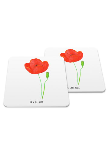 Mr. & Mrs. Panda Untersetzer für Gläser Blume Mohnblume ohne Spruch in Weiß