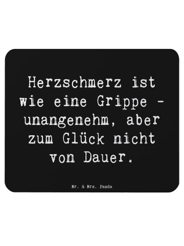 Mr. & Mrs. Panda Mauspad Spruch Herzschmerz Grippe mit Spruch in Schwarz