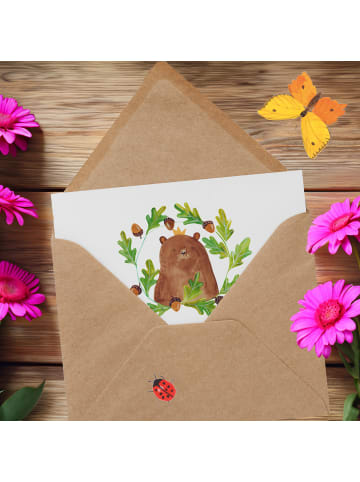 Mr. & Mrs. Panda Grußkarte Bär König mit Spruch in Weiß