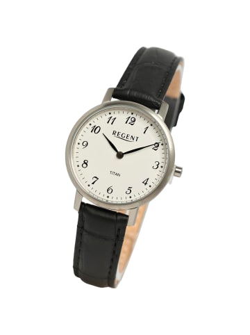 Regent Armbanduhr Regent Lederarmband schwarz extra groß (ca. 31mm)