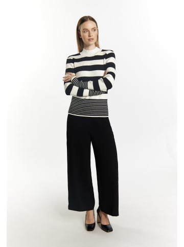 DreiMaster Damen Strickpullover in Wollweiss Schwarz