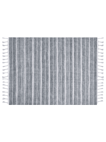 Beliani Geflochtener Teppich BADEMLI in Grau/Weiß - (W) 140 x (H) 1 x (L) 200 cm