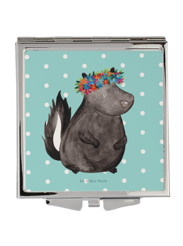 Mr. & Mrs. Panda Schminkspiegel Stinktier  ohne Spruch in Türkis Pastell