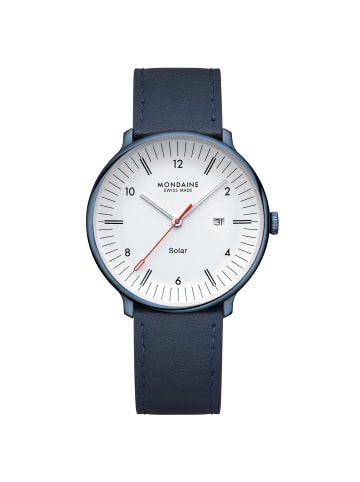 Mondaine Unisex Armbanduhr Doppio Solar Blau 41 mm