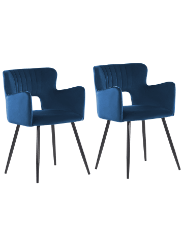 Beliani 2er-Set Esszimmerstuhl SANILAC in Blau