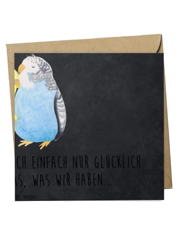 Mr. & Mrs. Panda Deluxe Karte Wellensittich Liebe mit Spruch in Kreidetafel