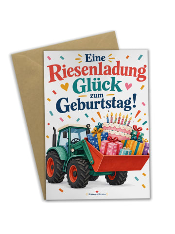 Mr. & Mrs. Panda Grußkarte Geburtstag Traktor retro Design mit S... in Weiß