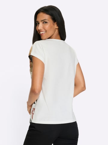 Sieh an! Kurzarm-Shirt in ecru-anthrazit-bedruckt