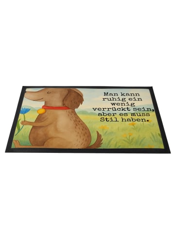Mr. & Mrs. Panda Sauberlaufmatte Hund Blume Design mit Spruch in Weiß