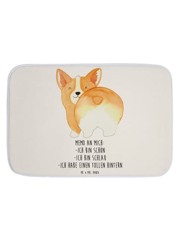 Mr. & Mrs. Panda Badeteppich Corgi Po mit Spruch in Weiß