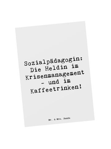 Mr. & Mrs. Panda Postkarte Spruch Sozialpädagogin mit Spruch in Weiß