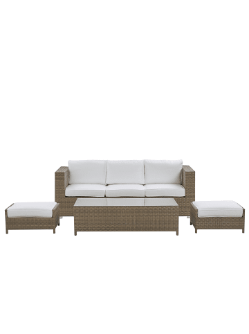 Beliani 4-tlg Sitzgruppe BELLUNO in Weiß/Silber/Braun