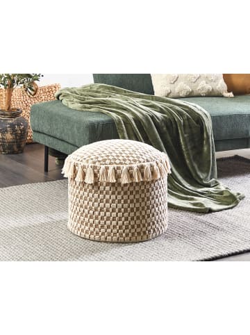 Beliani Pouf PIRAK in Beige - (W) 50 x (H) 35 x (L) 50 cm