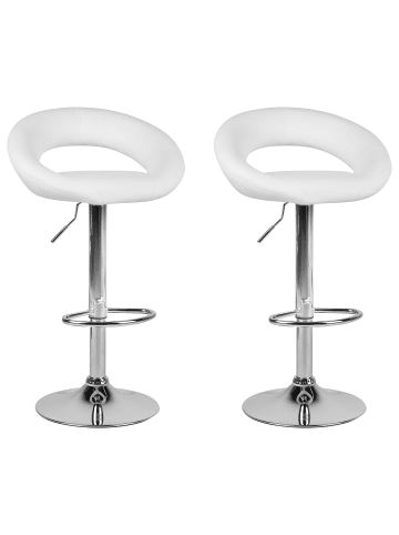 Beliani 2er-Set Drehhocker PEORIA in Weiß/Silber