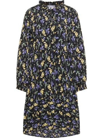 Usha Damen Kleid Mit Blütenprint in Schwarz Mehrfarbig