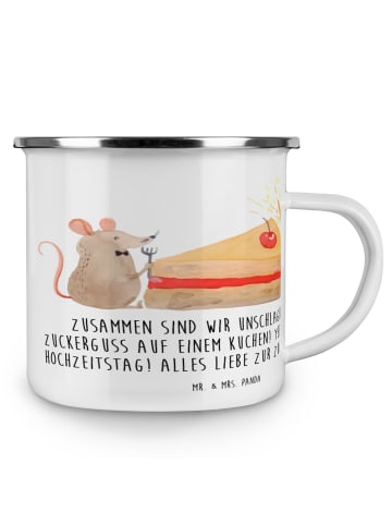 Mr. & Mrs. Panda Camping Emaille Tasse 6. Hochzeitstag Zuckerhoc... in Transparent