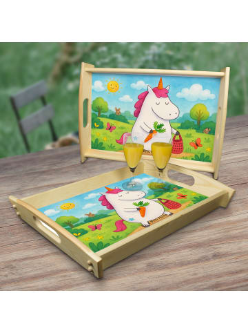Mr. & Mrs. Panda Servier Tablett Einhorn Vegan Design ohne Spruch in Weiß