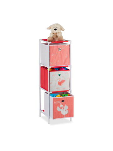 relaxdays Kinderregal Schwan in Weiß/Rot - (B)27,5 x (H)89 x (T)30 cm