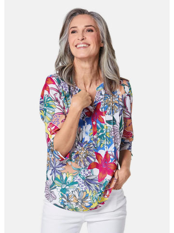 GOLDNER Bluse Farbbrillante Druckbluse mit liebevollen Details in multicolor