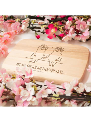 Mr. & Mrs. Panda Brotzeitbrett Faultier Pärchen mit Spruch in Transparent