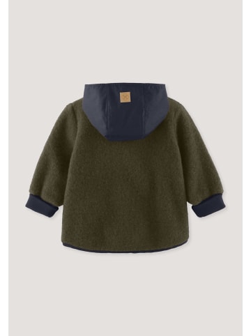 Hessnatur Hessnatur Wollfleece-Jacke mit Patch aus reiner Bio-Merinowolle in vintage oliv