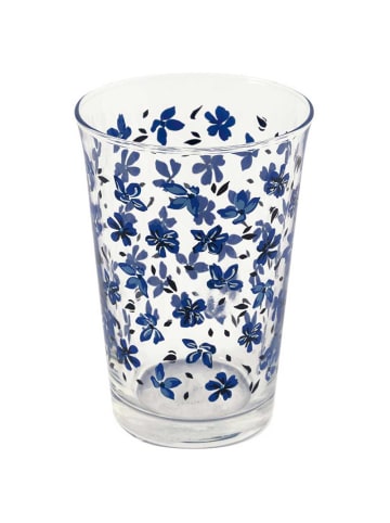 Greengate Glas DAHLA Weiß Dunkelblaue Blumen