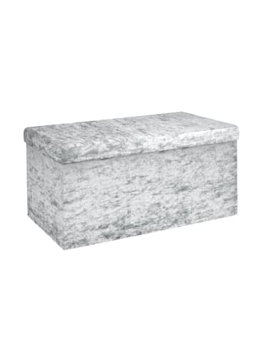 Intirilife Faltbare Sitzbank 76x38x38 cm in Samt Blaugrau