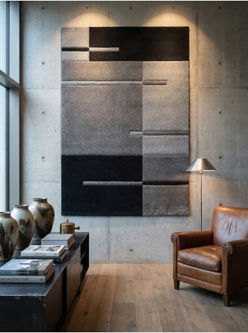 KADIMA DESIGN Teppich Kurzflor Waschbar Karo LATEMAR Strapazierfähig OEKO-TEX in Grau