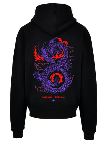 F4NT4STIC Ultra Heavy Hoodie Drache Feuer Japan in schwarz