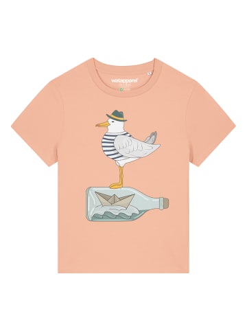 wat? Apparel T-Shirt Möwe mit Hut in Fraiche Peche