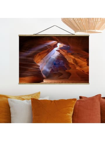 WALLART Stoffbild mit Posterleisten - Lichtspiel im Antelope Canyon in Orange