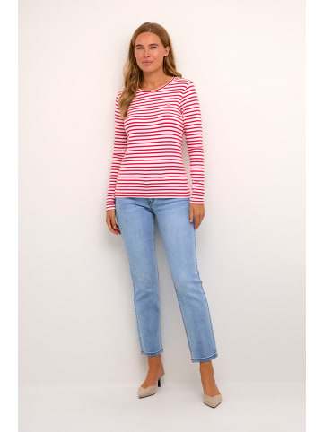 Kaffe Langarm-Shirt Liddy in Chalk / Virtual Pink Stripe