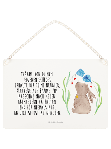 Mr. & Mrs. Panda Deko Schild Hase Blume mit Spruch in Weiß