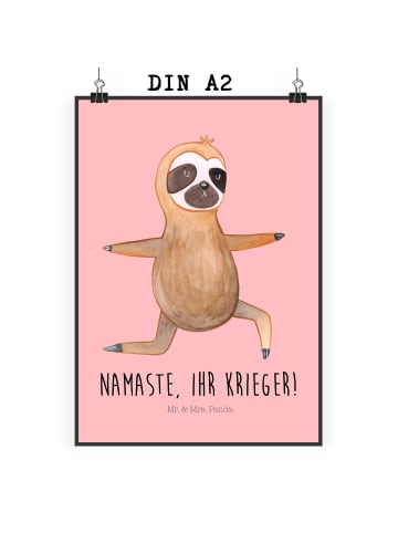 Mr. & Mrs. Panda Bild Faultier Yoga mit Spruch in Rot Pastell